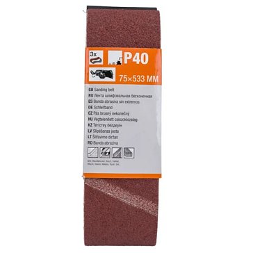 Изображение товара Шлифлента Gepard GP5009-40, 75х533мм, Р40, бесконечная 3шт. 