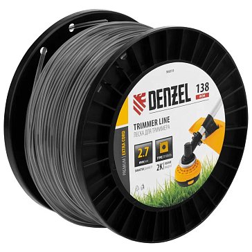 Изображение товара Леска для триммера Denzel EXTRA CORD 96819 2.7 мм 138 м квадрата двухкомпонентная