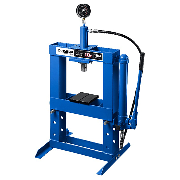 Изображение товара Гидравлический пресс с гидронасосом и манометром Зубр Профессионал ПГН-10 43072-10