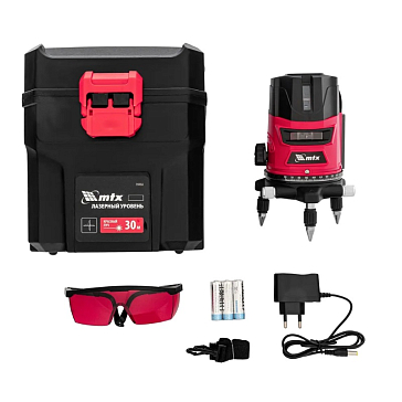 Изображение товара Лазерный уровень MTX CRL-30R (30 м, красный луч, батарейки, резьба 5/8") 35034