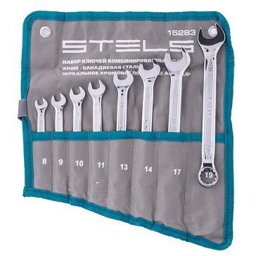 Изображение товара Набор комбинированных ключей Stels 15283 8 шт (8-19 мм) антислип