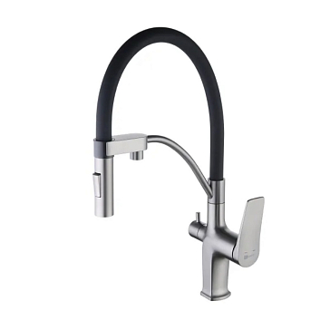 Изображение товара Смеситель для кухни Lemark Bronx LM3761GM двойной поворотный с аэрацией латуень графит