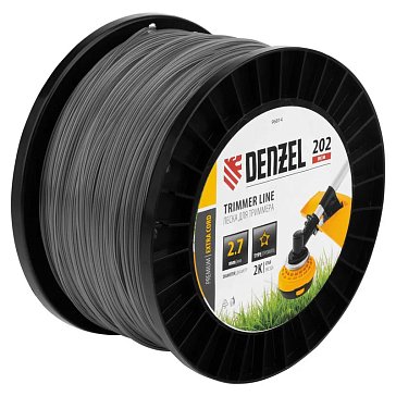 Изображение товара Леска для триммера Denzel EXTRA CORD 96814 2,7 мм 202 м звезда на катушке Германия