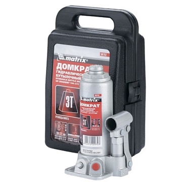Изображение товара Домкрат гидравлический бутылочный Matrix 50752 (3т, 194-372мм, в кейсе)