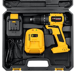 Дрель-шуруповерт бесщеточная Steher CDB-200-1 V1, 20 В, 45 Нм, 1 АКБ (2 Ач), кейс