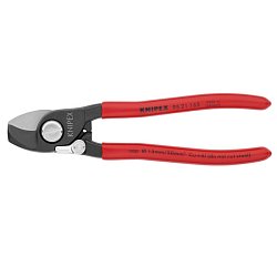 Кабелерез Knipex KN-9521165SB, Ø 15 мм (50 мм²), длина 165 мм, пружина, фосфатированный, обливные ручки 