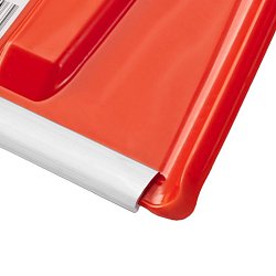 Снеговая лопата Сибин ЛПА-410 421845, 410 мм, пластиковая, с алюминиевой планкой, эргономичный алюминиевый черенок, V-ручка