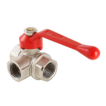 Изображение товара Кран шаровой трехходовой латунный Valtec VT.360.N.05, тип L, 3/4"