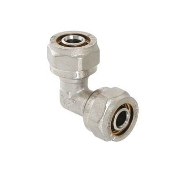 Изображение товара Угольник обжимной Valtec 20 VTm.351.N.002020 — латунный фитинг для металлопластиковых труб 20 мм