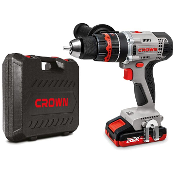 Изображение товара Аккумуляторная ударная дрель-шуруповерт Crown CT21075HMX-2 BMC профессиональный