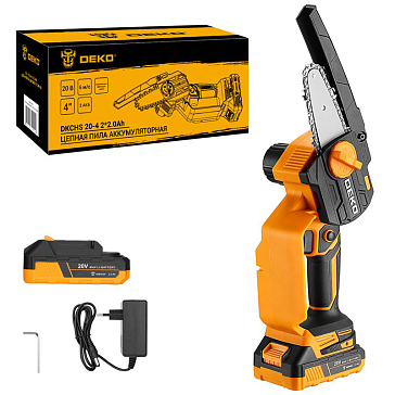 Изображение товара Пила цепная аккумуляторная Deko DKCHS 20-4, 063-4308, (20В, 2x2.0Ач)
