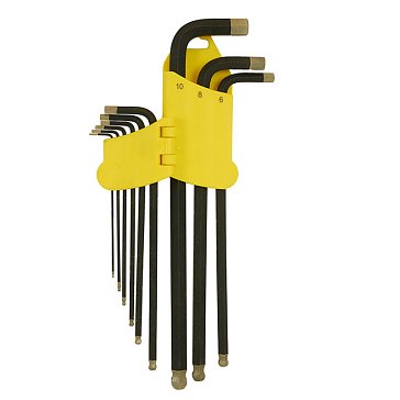 Изображение товара Набор шестигранных ключей с шаром Hanskonner HK1045-04-9-XL, 1,5-10 мм, 9 шт, S2, экстра-длинные