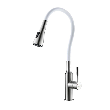 Изображение товара Смеситель кухонный Lemark Expert LM5082S-White с гибким изливом и аэратором