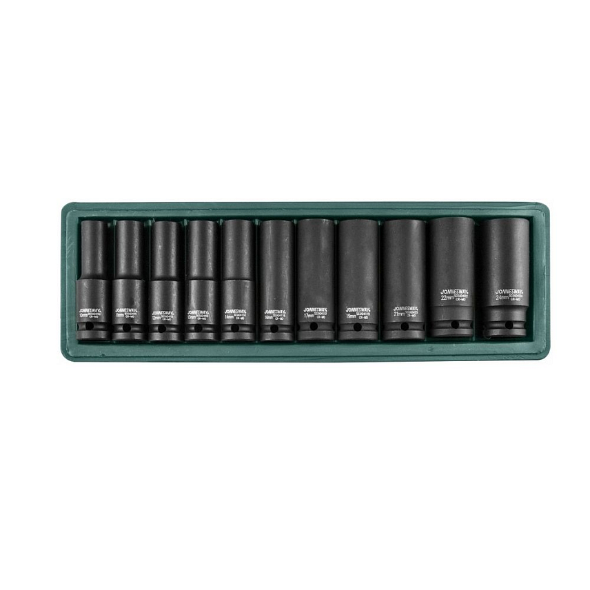 Набор головок торцевых ударных глубоких Jonnesway S03AD4111S, 1/2"DR 10-24 мм, 11 предметов