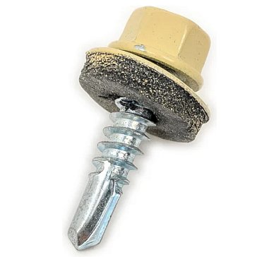 Изображение товара Саморез кровельный Starfix SMC2-106229-250, 4.8х19 мм цинк, шайба с прокл., PT3, RAL 1014 (250 шт в карт. уп.) 