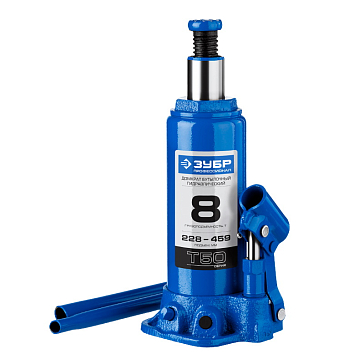 Изображение товара Домкрат гидравлический бутылочный Зубр Профессионал 43060-8_z01, T50, 8т, 228-459мм