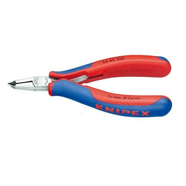 Изображение товара Кусачки торцевые для электроники Knipex KN-6462120, маленькая фаска, узкие губки 65°, 120 мм, 2-комп ручки