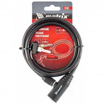 Изображение товара Универсальный тросовый замок Matrix 91831 8х960 мм влагозащищенный