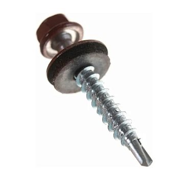 Изображение товара Саморез кровельный Starfix SMC2-21811-200, 4.8х29 мм цинк, шайба с прокл., PT1, RAL 3009 (200 шт в карт. уп.)