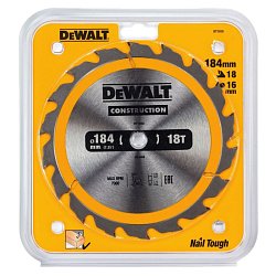 Пильный диск по дереву DeWalt DT1938, 184х16 мм, 18 зубов 