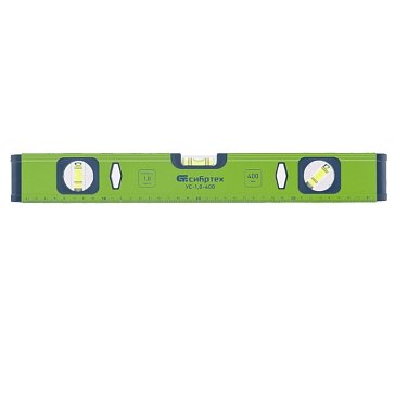 Изображение товара Уровень алюминиевый Сибртех УС-1,0-400 34100, фрезерованный, 3 глазка, 400 мм