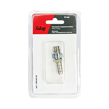 Изображение товара Разъемное соединение Fubag 180161 В рапид (штуцер), елочка 8 мм с обжимным кольцом 8х13 мм, блистер