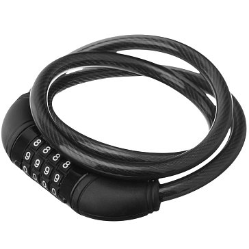 Изображение товара Замок тросовый универсальный с кодовым механизмом Matrix 91818 950 мм черный