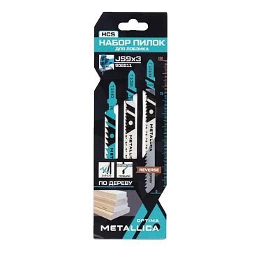 Изображение товара Набор пилок для лобзика Metallica Optima 908211, №9 по дереву: T144D/T101B/T101BR, 3шт