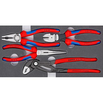 Изображение товара Набор ШГИ в ложементе Knipex Basic KN-002001V15, 4 предмета, KN-0302180/2612200/7402160/8701250