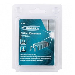 Скобы Gross 41706 6 мм для мебельного степлера усиленные тип 53 1000 шт