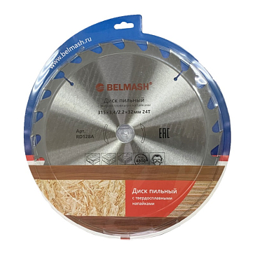 Изображение товара Диск пильный Belmash 315x3,4/2,2x32/30 24T RD128A для дерева и фанеры