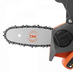 Аккумуляторная цепная пила 16В Daewoo DACS 416Li SET с двумя аккумуляторами (шина 10 см, шаг цепи 1/4, 28 зв.)