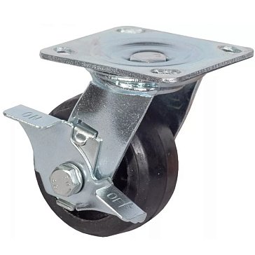 Изображение товара Колесо большегрузное поворотное с тормозом обрезиненное 200 мм SCdb 80 14120