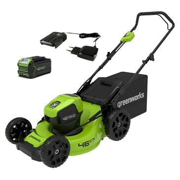 Изображение товара Газонокосилка аккумуляторная Greenworks 2514407UB (40В, с АКБ (4АЧ) и ЗУ)