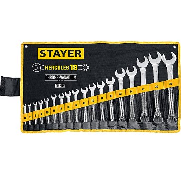 Изображение товара Набор комбинированных гаечных ключей Stayer PROFFESSIONAL 27081-H18 18 шт 6-32 мм