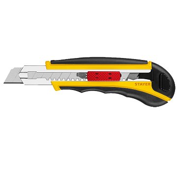 Изображение товара Нож Stayer "PROFI" 09165, с запасными сегментированными лезвиями (8 шт.), самофиксирующий, 18мм