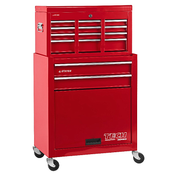 Изображение товара Инструментальная тележка Stayer 38909-K (616х330х742 мм, комбо, 2 ящика + ящик настольный, 7 полок)