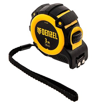 Изображение товара Рулетка Denzel 31520, 3м х 16мм, автоматич. фиксац., нейлон. покрытие, магнит. зацеп, двухстор. разметка