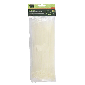 Изображение товара Пластиковые хомуты Сибртех 45535, 250х4,8мм, белые, 100шт