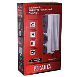 Радиатор отопления масляный электрический Ресанта ОМ-7НВ 67/3/10 (мощность 1900 Вт, 7 секций)
