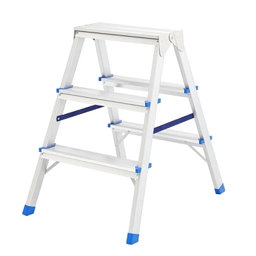 Изображение товара Стремянка Сибртех 97923, двусторонняя, 3 ступени, алюминиевая, Россия
