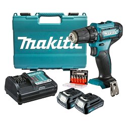 Аккумуляторная дрель-шуруповерт Makita DF333DYX14 (2xАКБ Li-ion 12 В, 1,5 Ач, ЗУ, кейс + набор бит D-31083)