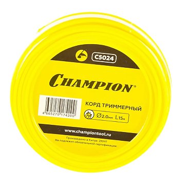 Изображение товара Леска для триммера Champion Star C5024, 2 мм, желтая