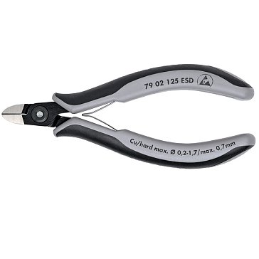 Изображение товара Бокорезы прецизионные Knipex KN-7902125ESD, ESD, округлая головка, 125 мм, 2-комп антистатические ручки