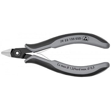 Изображение товара Бокорезы прецизионные Knipex KN-7952125ESD, ESD, острая головка, зажим для проволоки, 125 мм, 2-компонентные антистатические 