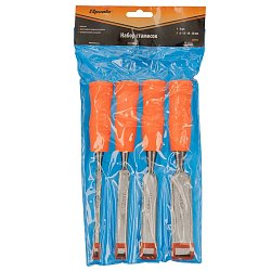 Набор стамесок Sparta 243975 4 шт, 6-12-18-24 мм, плоские, пластиковые ударные рукоятки 