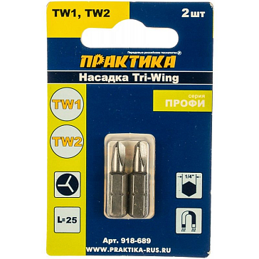 Изображение товара Набор бит отверточных Практика Профи 918-689, TW1, TW2, 2 шт.