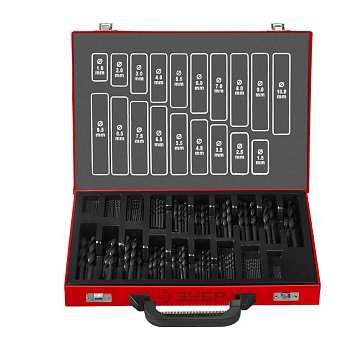 Изображение товара Набор сверл по металлу Зубр 4-29605-H170-M (170 шт (d=1-10 мм), быстрорежущая сталь, класс В)