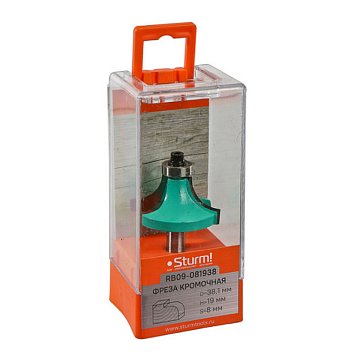 Изображение товара Фреза кромочная калевочная с подшипником Sturm RB09-081938, 12,7 мм, DxHxL 38,1x19x63 мм, хв.8