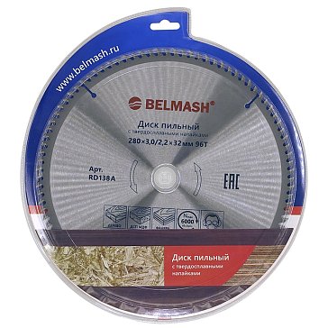 Изображение товара Диск пильный по дереву Belmash RD138A (280x3/2,2x32/30, 96T)